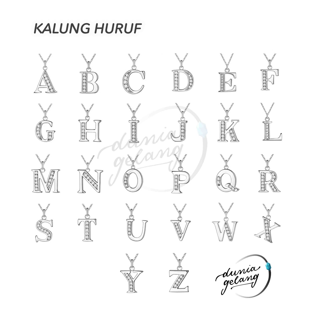 KALUNG TITANIUM HURUF ALFABET SILVER / KALUNG ALPABET ALPHABET / KALUNG PRIA WANITA ANAK / DUNIA GELANG