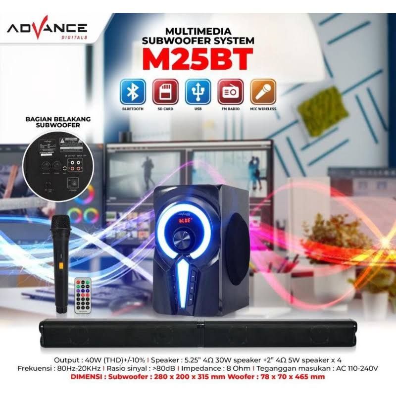 Advance Speaker Aktif Multimedia 2.1 Bluetooth Subwoofer M25BT