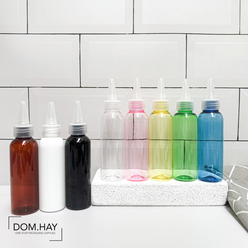 100ml Botol Tinta Kerucut Clear 100ML Plastik PET Botol Ujung Lancip Kecap Melukis Lotion Gel  DH