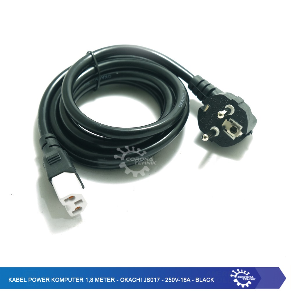 Kabel Power Komputer 1,8 Meter - Okachi JS017 - 250V-16A - Black