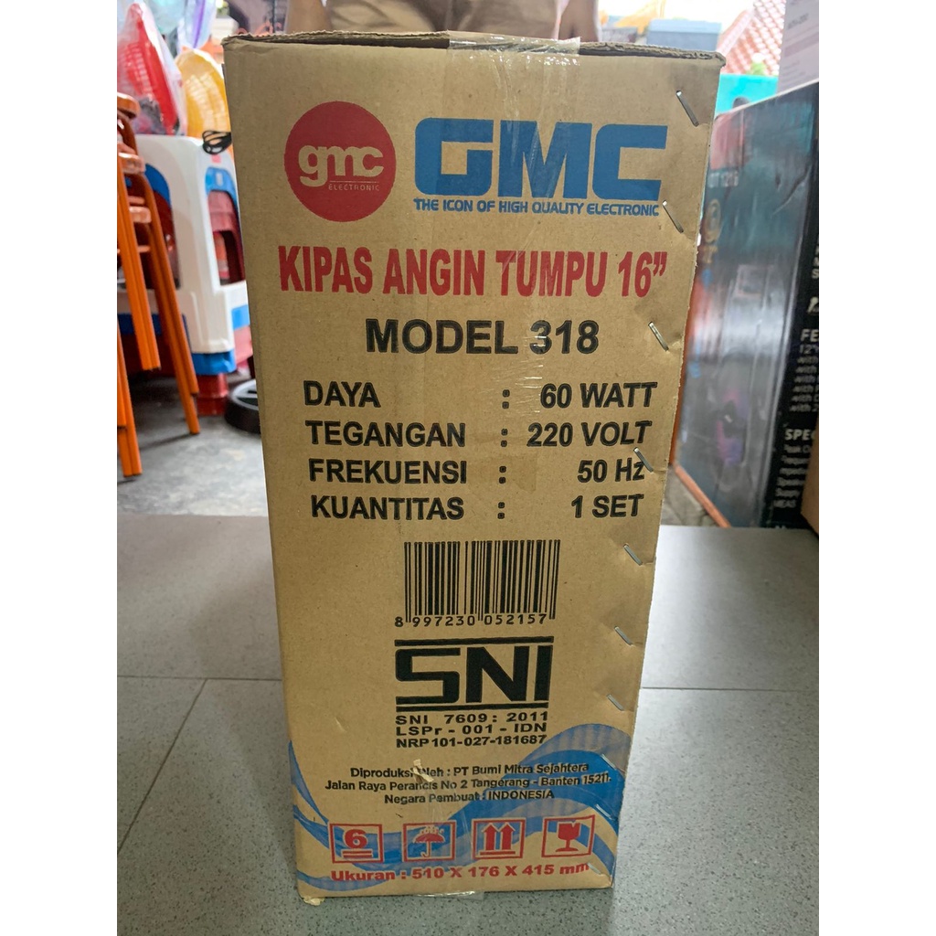 Kipas Angin Berdiri GMC 16 inch 318 Baling-baling Besi (Khusus OJEK ONLINE)