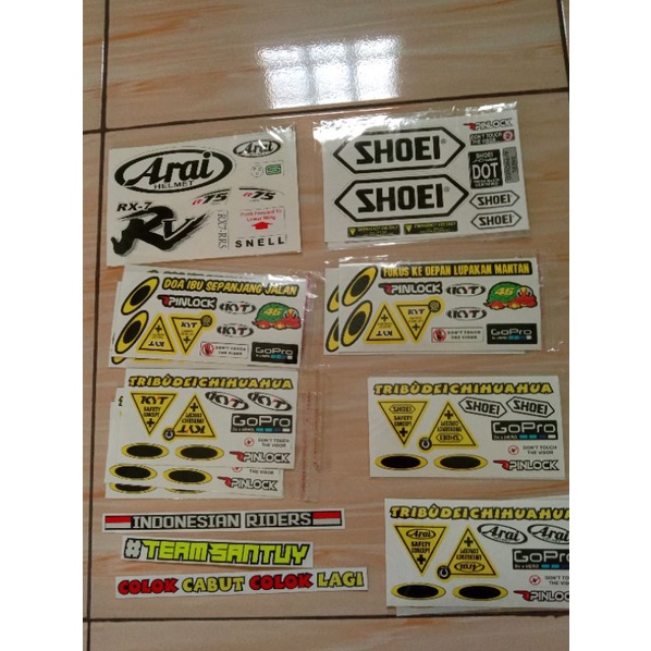 stiker set visor helm dan lainnya