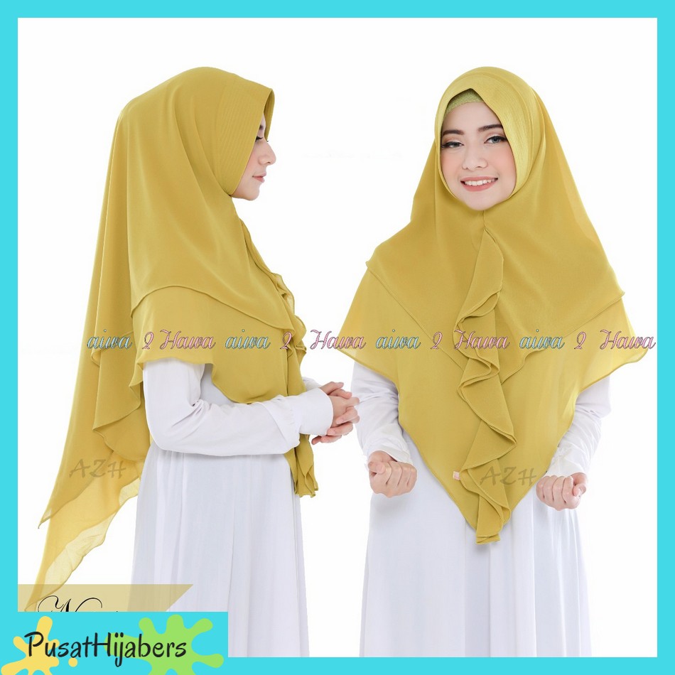 Jilbab Hijab Kerudung Khimar Instan Syari Ceruti Oval 2 Layer Della