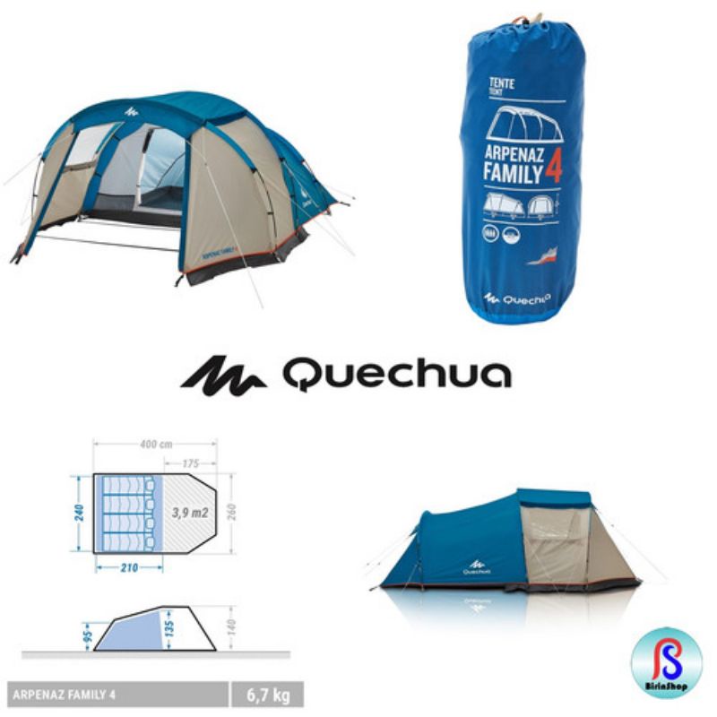 Arpenaz 4 pole-supported camping tent | 4-person 1 bedroom
