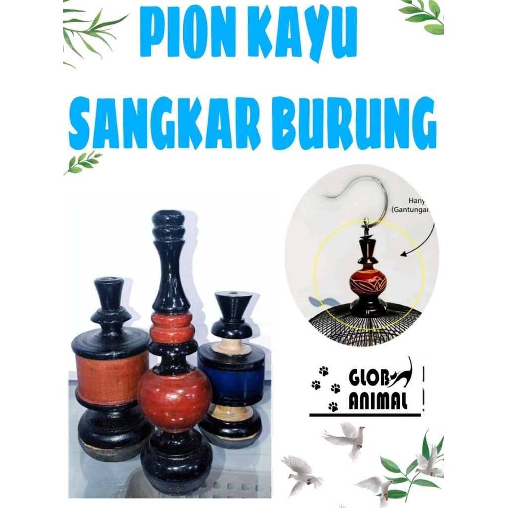 PION KAYU aksesoris sangkar burung pleci gantungan mahkota pion murai - PION PLECI PJG
