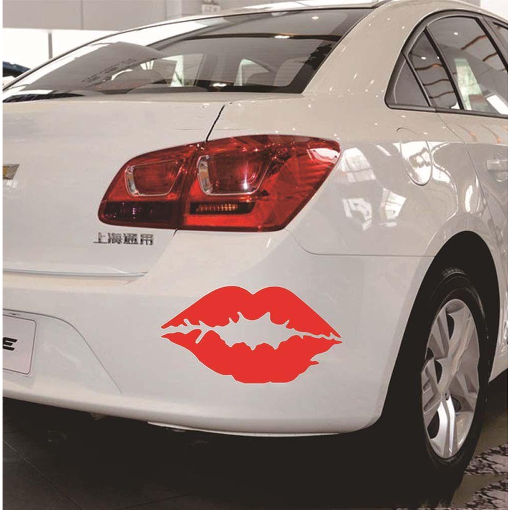 Lanfy Bibir Merah Stiker Mobil Kepribadian Kreatif Lengket Tinggi Mobil Styling Dekorasi Aksesoris Eksterior Motor Decals Vinyl Stickers