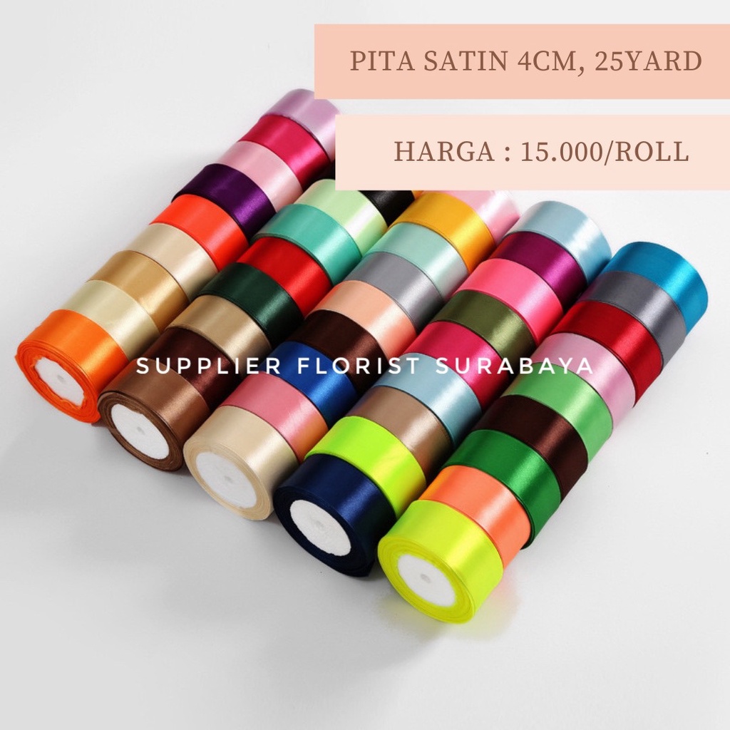 [PER ROLL] PITA SATIN 1,5 INCH 4 CM 25 YARD 22 METER 1.5 INCH