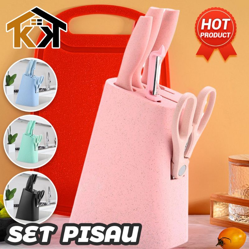 pisau dapur set 6 in 1/kitchen knife set 6 in 1 dengan wadah berkualitas