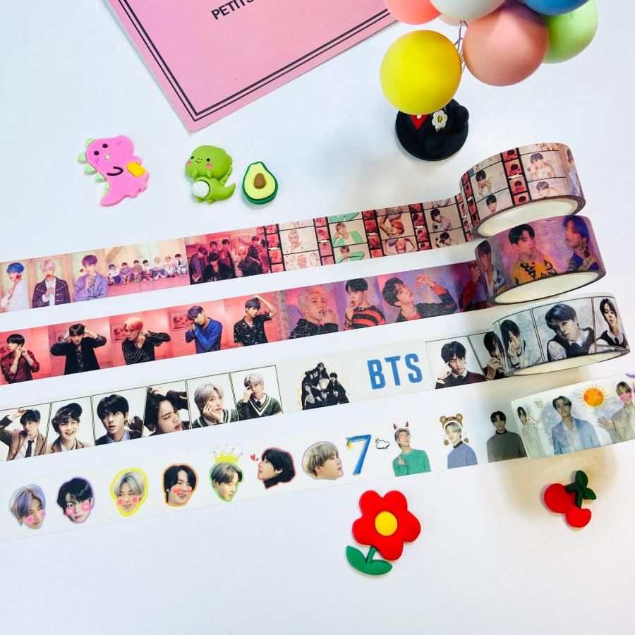 Stiker Kertasselotip Washi Gambar Kpop BTS Untuk Scrapbook