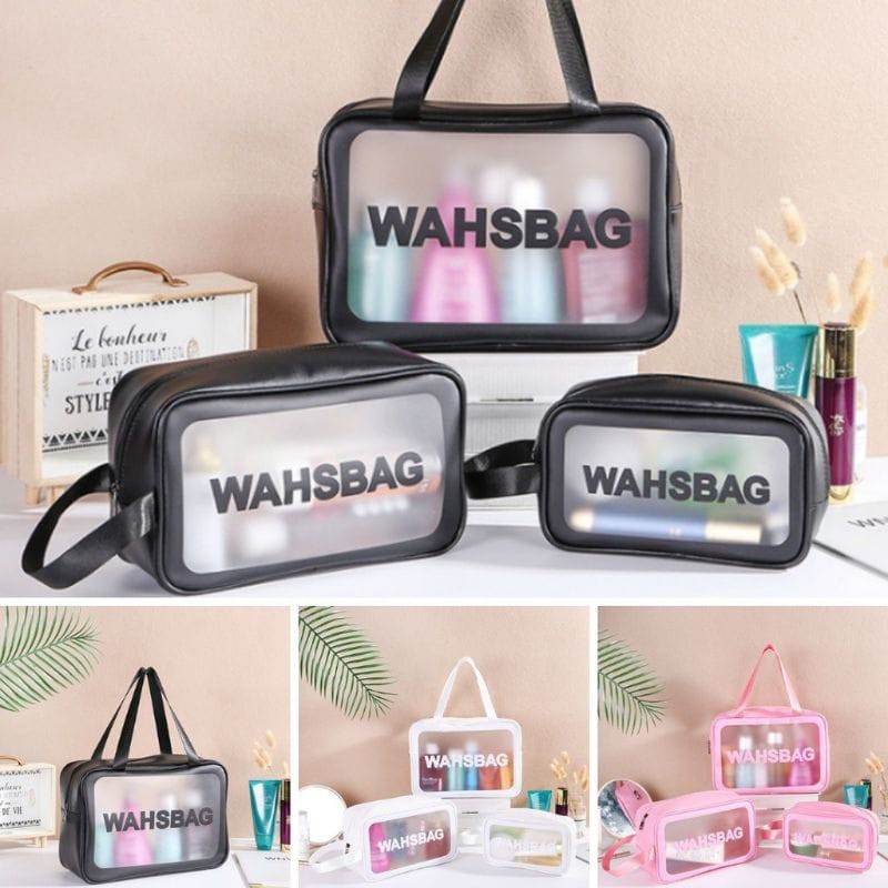 WJ0077 Tas Kosmetik Washbag Pouch Make Up Travel Transparan Waterproof