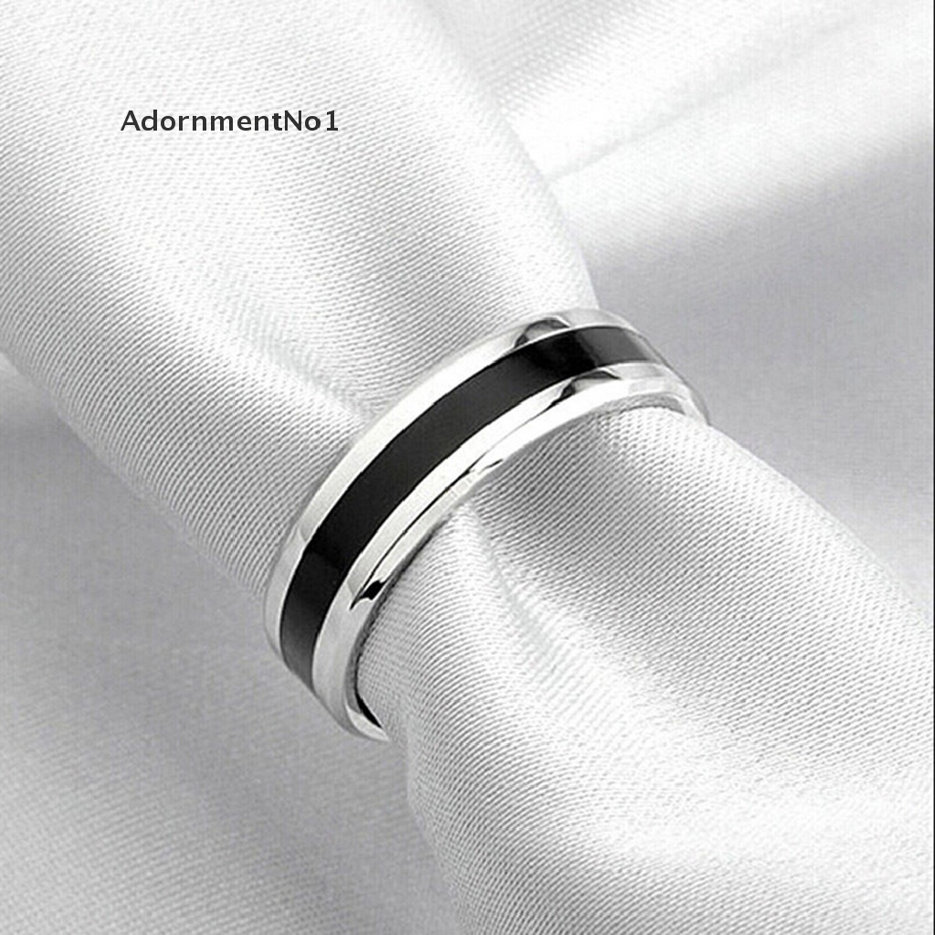 (AdornmentNo1) Cincin Titanium Steel Warna Hitam Ukuran 16-22 Untuk Pria / Wanita