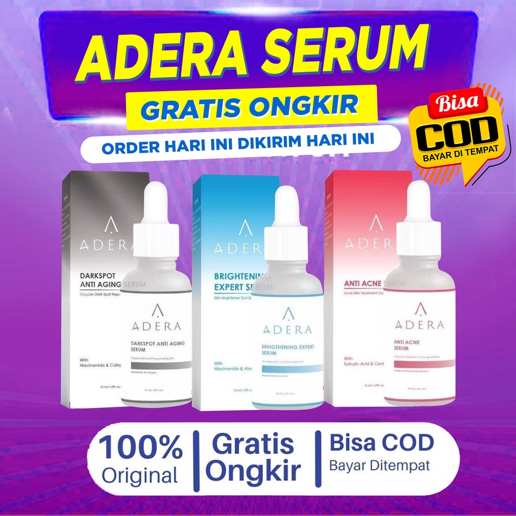 Serum Adera Adera Face Serum Anti Acne/Jerawat, Adera Serum Dark Spot/Flek Hitam, Adera Brightening/Pencerah Wajah Original