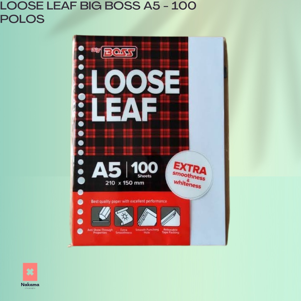 

Loose Leaf Big Boss Polos Isi Kertas File Binder A5 Plain Polos Isi 100