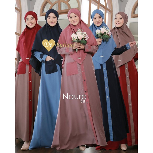 GAMIS SET HIJAB SYARI NAURA BY DE BUTIQUE/ GAMIS SET ITY CREPE/ GAMIS KEKINIAN/ GAMIS SET SYARI/