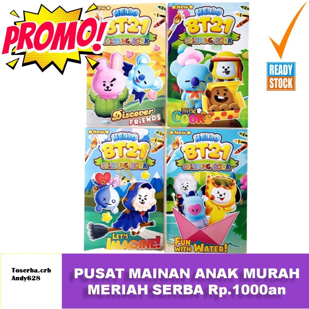 BUKU MEWARNAI GAMBAR WARNA KARAKTER BT21 BESAR SUPPLIER MAINAN ANAK MURAH COWOK CEWEK LAKI LAKI TOP