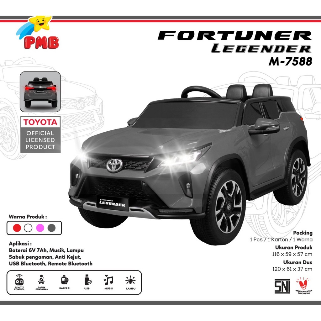 Khusus Kargo Mobil Aki Anak Mainan Anak TOYOTA PMB FORTUNER LEGENDER M7588-2