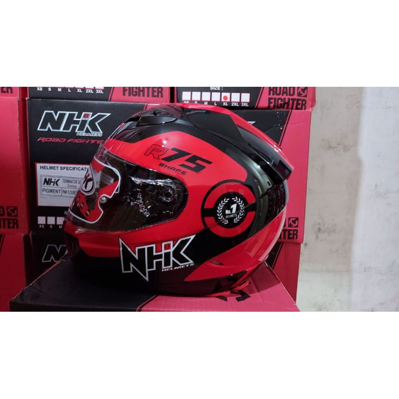 HELM NHK GP_1000 R75 RED/BLAK,FULLFACE DOBEL VISOR