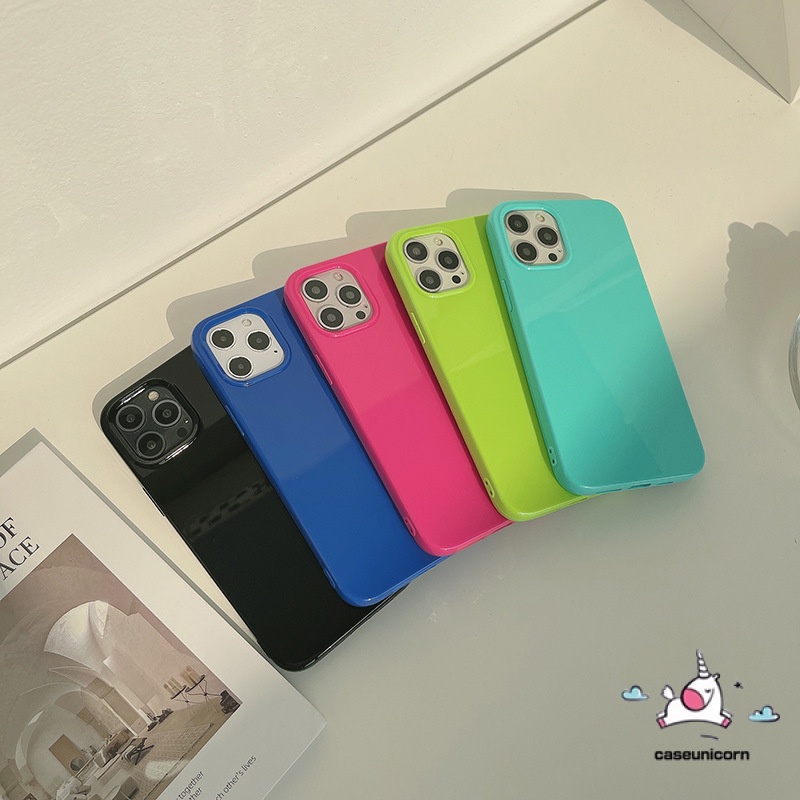 Soft Case Bahan Tpu Warna Jelly Glossy Fluorescent Untuk Iphone 12 11 Pro Max Xr Xs Max 8 7 Plus Se 2020