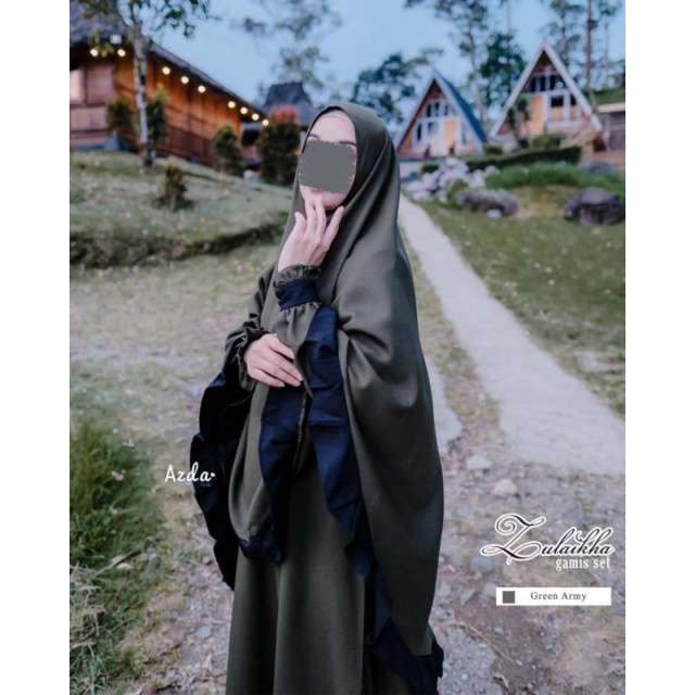 Gamis Zulaikha set by Azda | Gamis Khimar non pad Khimar kriwil