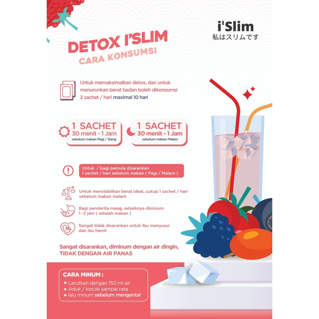 i Slim minuman pelangsing detox sehat sudah BPOM isi 16 sachet