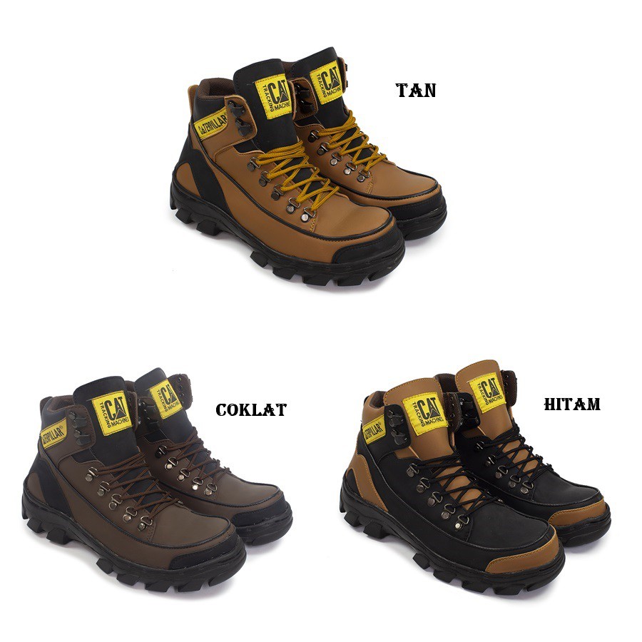 Sepatu Safety Boots Pria Caterpillar Argon Kerja Proyek Tracking Boot Cowok Work sefty Ujung Besi Murah Terlaris