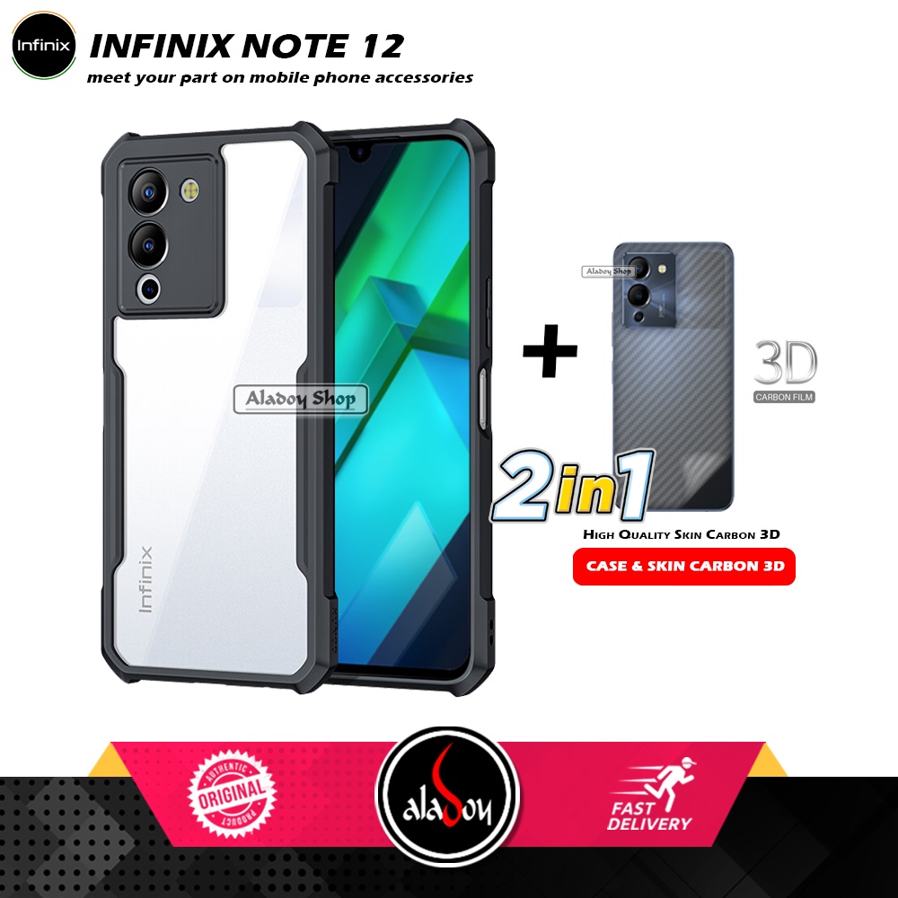 Case Infinix Note 12 G96 2022 Armor Fusion Transparent Casing Free Skin Carbon 3D