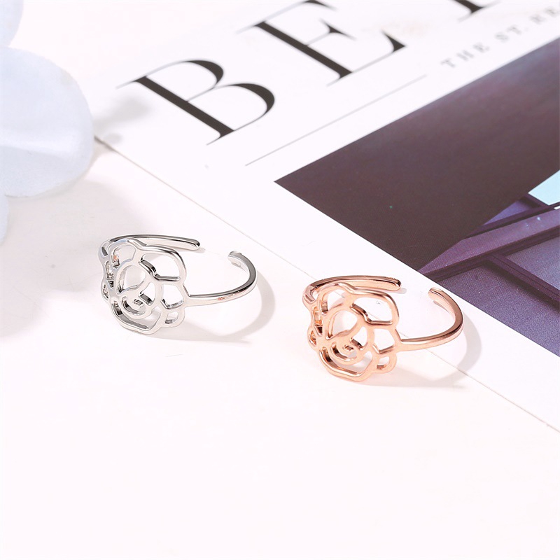 Cincin Mawar Putri Cincin Cut Terbuka Emas Rose Aksesori Mode Eropa Dan Amerika