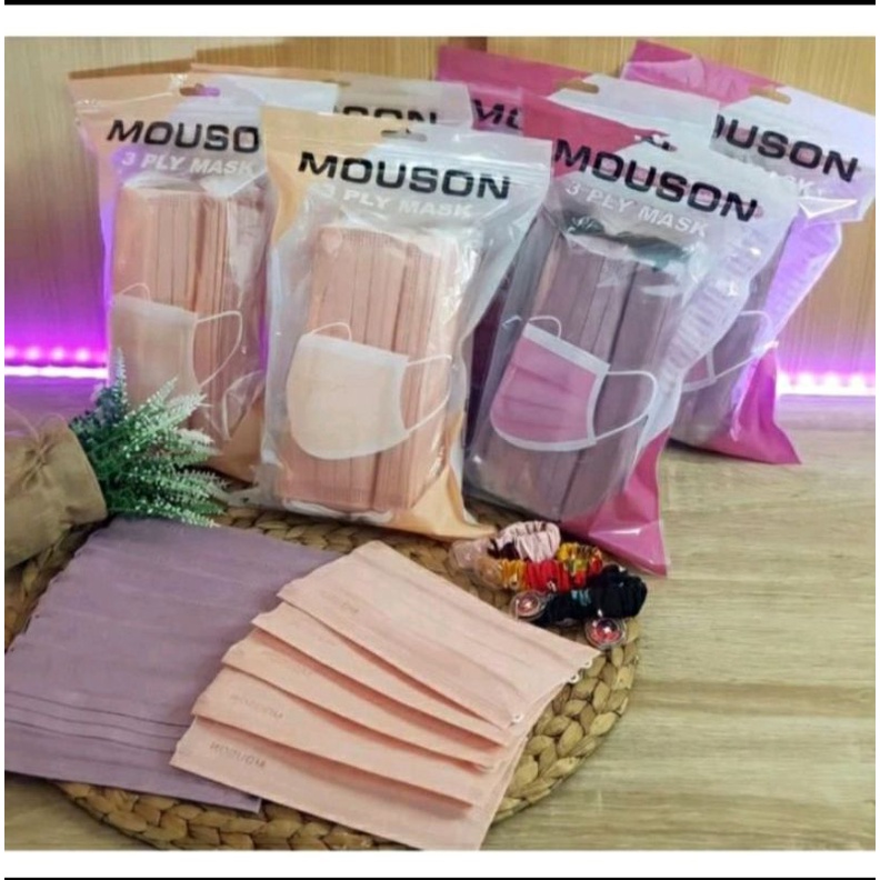 MASKER EARLOOP MOUSON- WARNA NUDE PINK&LADY PINK- 3PLY