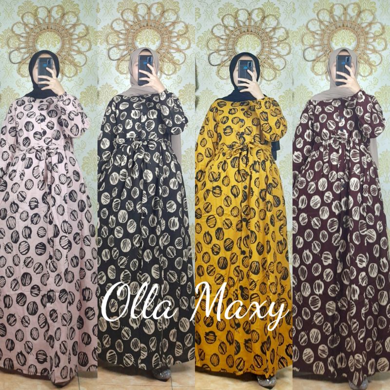 olla maxy gamis linen gamis katun rami dress linen gamis busui gamis katun