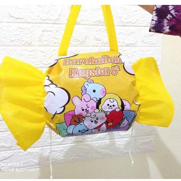 

Tas ultah lucu model Serut Permen Custom design bisa print foto dan nama