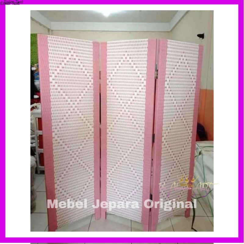 Sketsel Pintu 3 Warna Pink - Penyekat Ruangan Minimalis Rotan Sintetis Modern