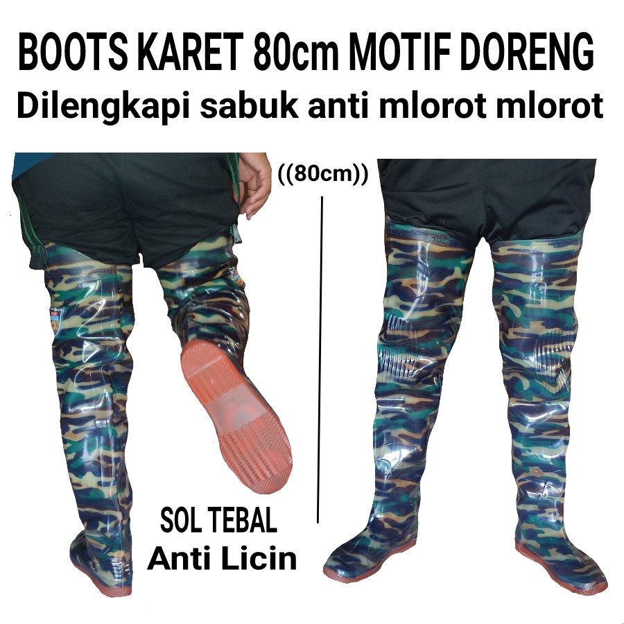 sepatu boots karet panjang doreng 80cm petani hujan anti air sepatu sawah anti licin