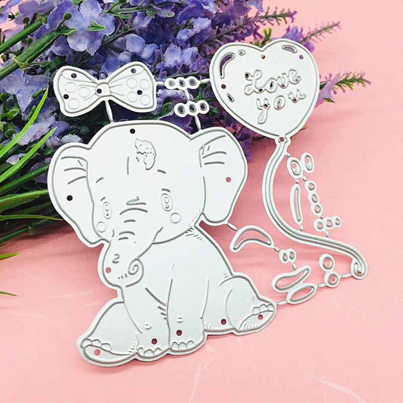 Stensil Cutting Dies Bentuk Hewan Gajah Bahan Logam Untuk Scrapbook Album Foto Kartu Ulang Tahun