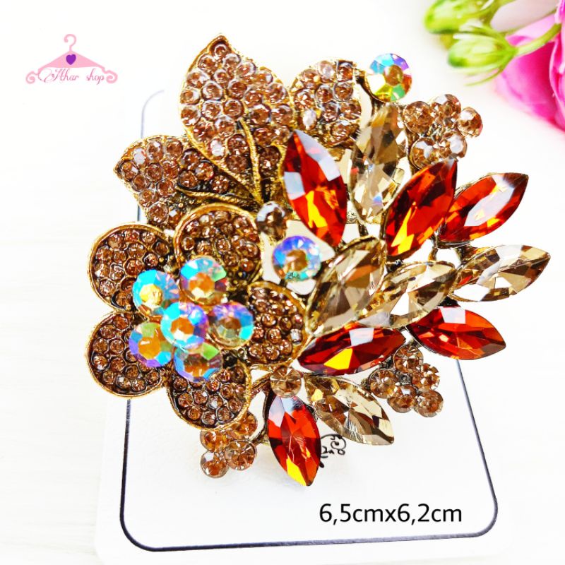 Athar Shop|Bros kristal bunga import premium|bross super mewah/Bros dada/brooch bahu