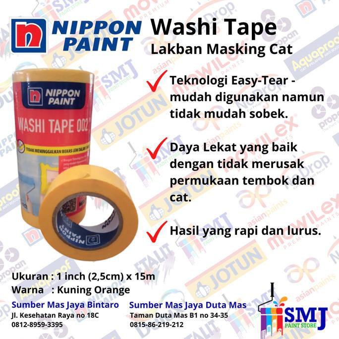 

Lakban Kertas Masking NIPPON WASHI TAPE 1 inch / 24mm x 15m mirip 3M