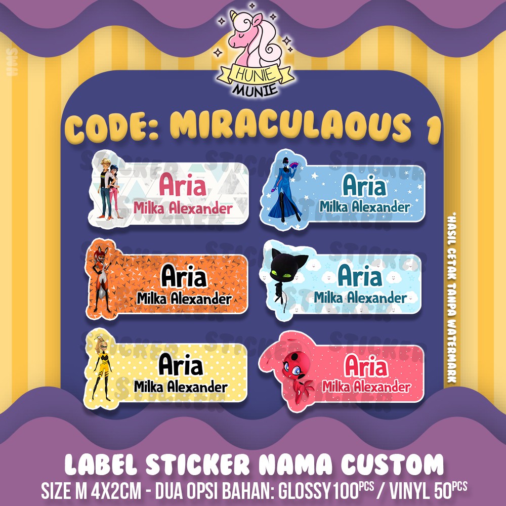 

Sticker Nama Custom - Miraculaous (100pcs+)