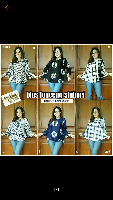 Blus Lonceng Shibori Motif Abstrack Ethnic Vintage Lonceng Puff Batik Oribylala