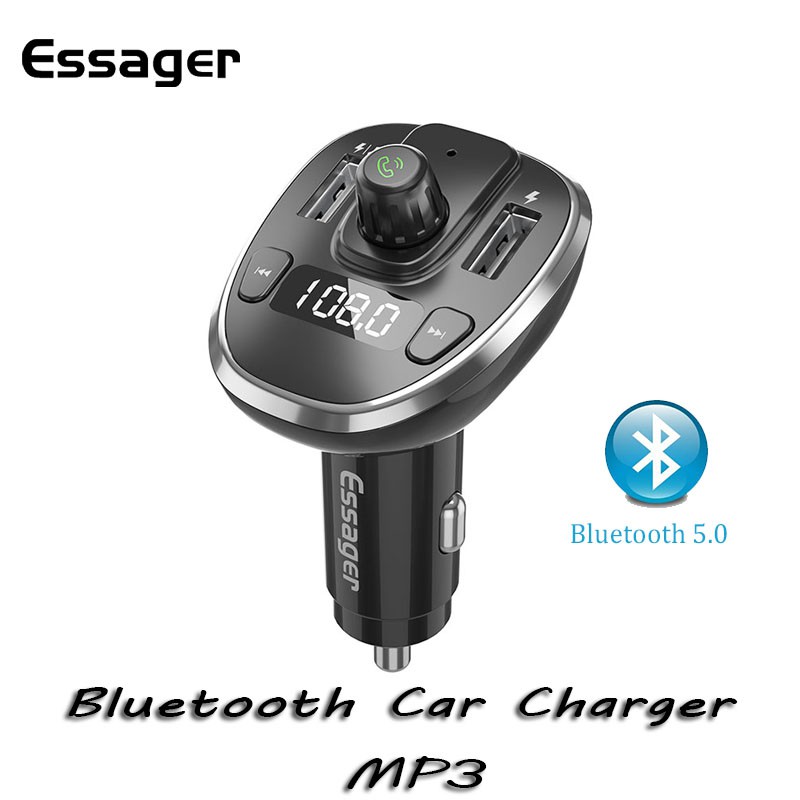 

Essager USB Car Charger Wireless Bluetooth 5.0 Car Handsfree Kit FM Transmitter Fast Charger MP3 for iPhone Xiaomi All Mobile Phone