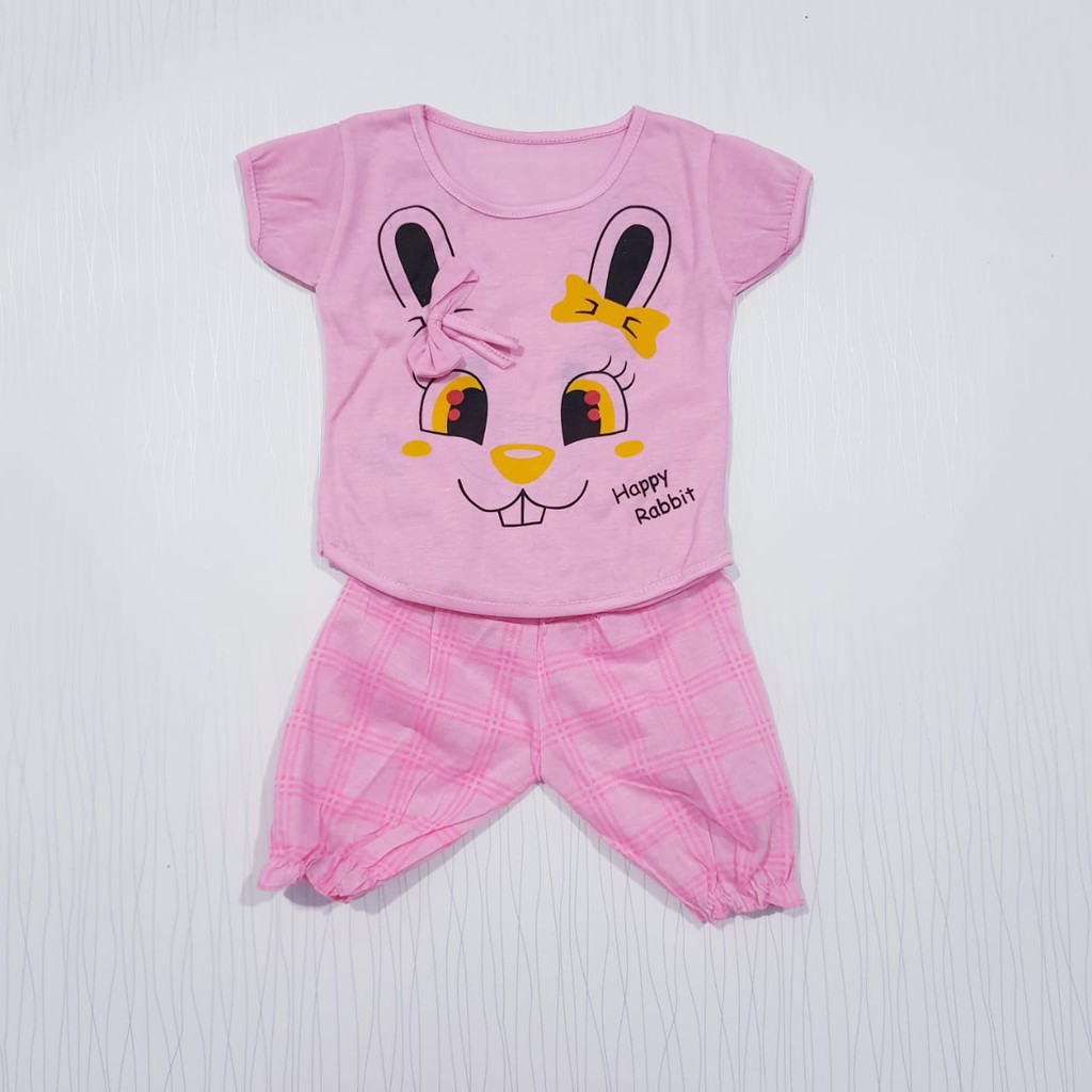 setelan anak perempuan usia 0-12 bulan joger bunny baju bayi