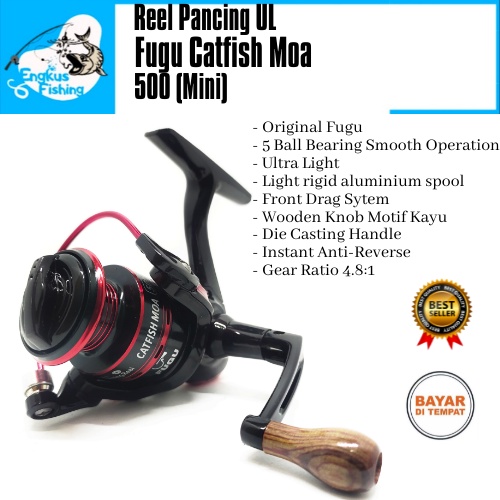 Reel Pancing UL Fugu Catfish Moa 500 (5Bearing) Mini Murah - Engkus Fishing