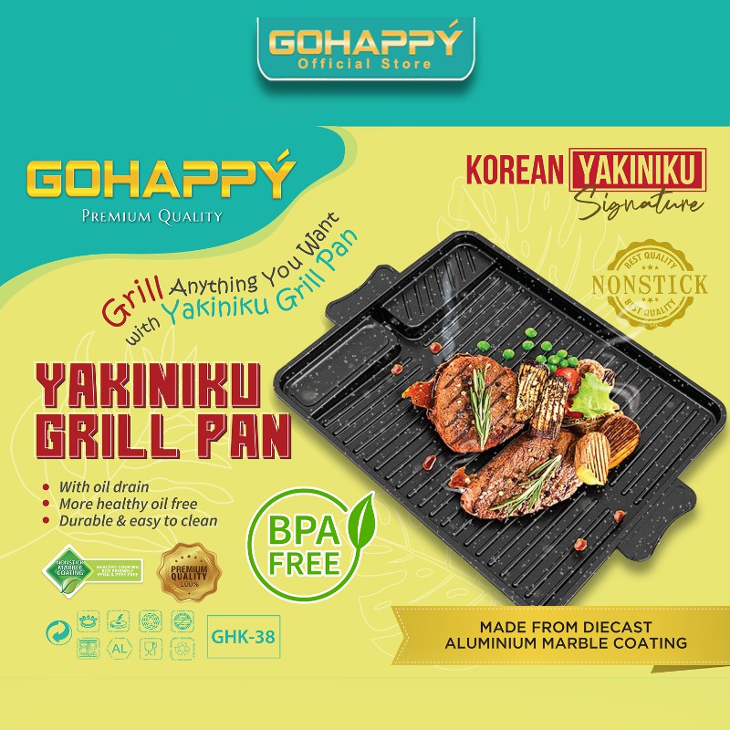 EVERLUX Gohappy Korean yakiniku signature Ghk-38 Panci Panggang grill bbq chicken