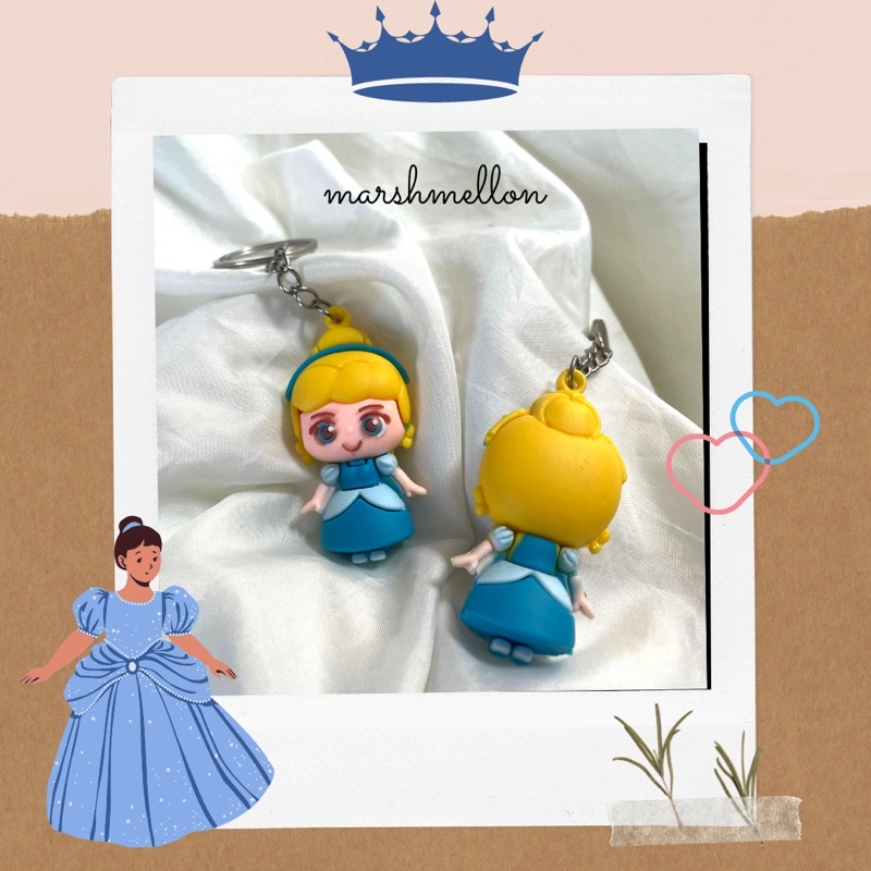 Gantungan Kunci Pop It & Gelang Pop It Pastel Rainbow | Pop It Gurita | Princess Key Chain (Snow White Cinderella Aurora Belle) | Pop It Warna Lilac Pink Tosca Fidget Key Chain Macaron-Cinderella