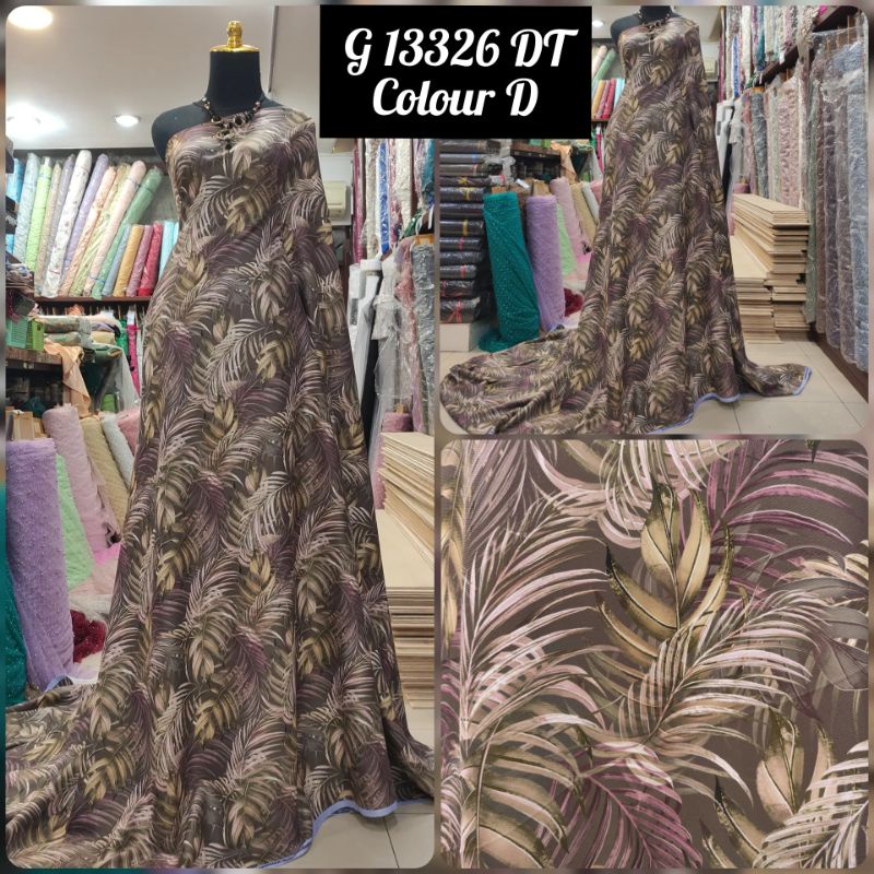 Kain Silky Armany Motif Daun Abstrak G13326DT Colour D