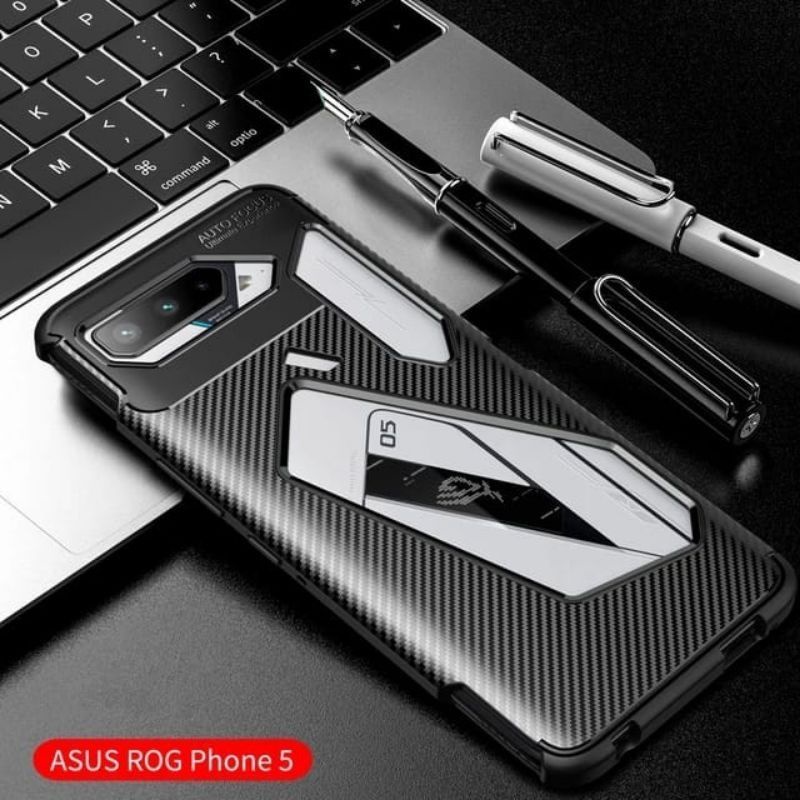 Asus ROG Phone 5 / 5s Cover Focus Carbon Original Softcase Silicone Tebal Soft Case ROG5 / ROG5 s