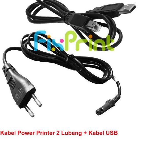 MURAH Kabel Power Printer Canon HP Epson 2 Lubang & Kabel USB Computer L120 L310 L360 L210 L220 L350