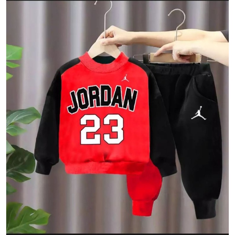 SETELAN BABY TERY ANAK LAKI LAKI MOTIF JORDAN   1-5 THN