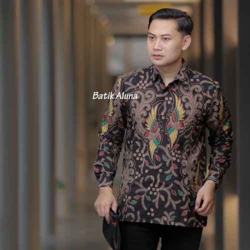 Baju Batik Pria Lengan Panjang Premium Kemeja Batik Pria Slimfit Furing Terbau BATIK ALUNA ASD-064