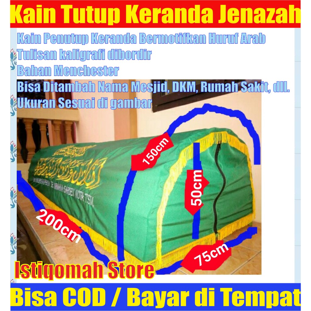 PROMO Jual Kain Tutup Penutup Keranda Jenazah Mayat Bentuk Dijahit Pake Resleting Full Bordir