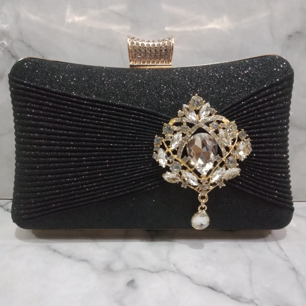 CR 7636 RISCE TAS CLUTCH PESTA BERLIAN BLING-BLING IMPORT WANITA CEWEK PEREMPUAN JAKARTA BATAM