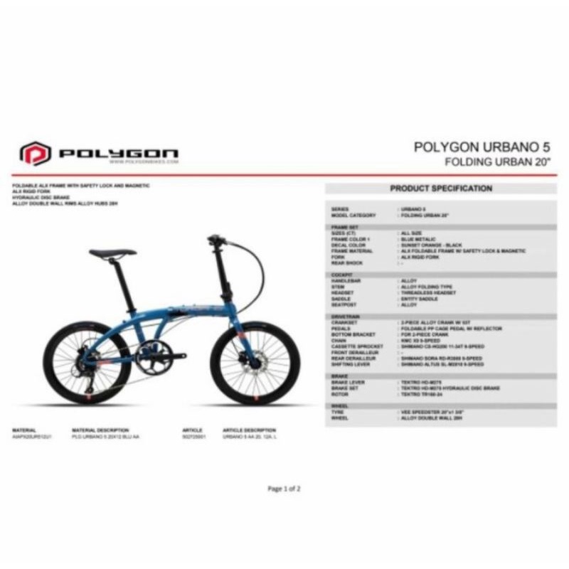 Polygon Sepeda Lipat Urbano 5 - 20 inch